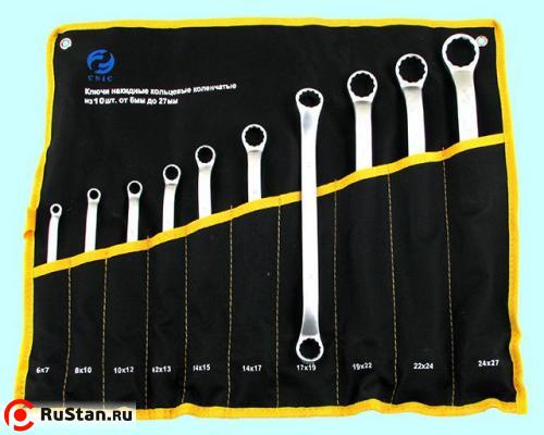 Набор ключей Накидных из 10-ти шт. (6х7 - 24х27) в сумке хром-ванадий (сатингфиниш) #984 "CNIC" фото №1