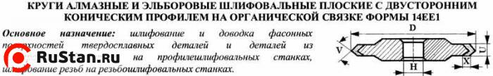 Круг алмазный 14ЕЕ1Х(плоск. 2-хстор.конич.профиль)125х6х3х3х32х90град АС4 100/80 В2-01 100% 15,0 карат фото №1