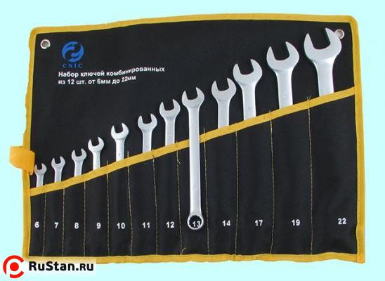 Набор ключей Комбинир. из 12-ти шт. (рожк. и накид.) (6 - 22) в сумке хром-ванадий (сатингфиниш) #8411 "CNIC" фото №1 Набор ключей Комбинир. из 12-ти шт. (рожк. и накид.) (6 - 22) в сумке хром-ванадий (сатингфиниш) #8411 "CNIC" фото №1