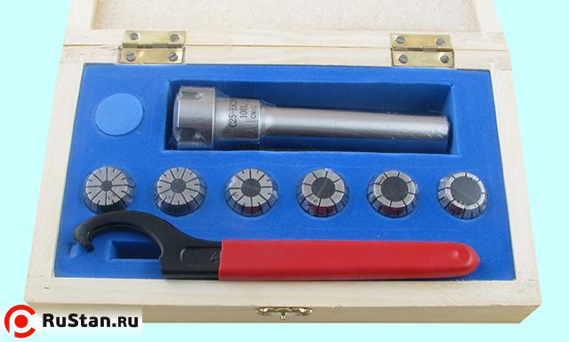 Патрон Цанговый с хв-ком цилиндрическим С25 с набором цанг ER25 из  7шт d6-16мм (100L-ER25-7PCS) "CNIC" фото №1