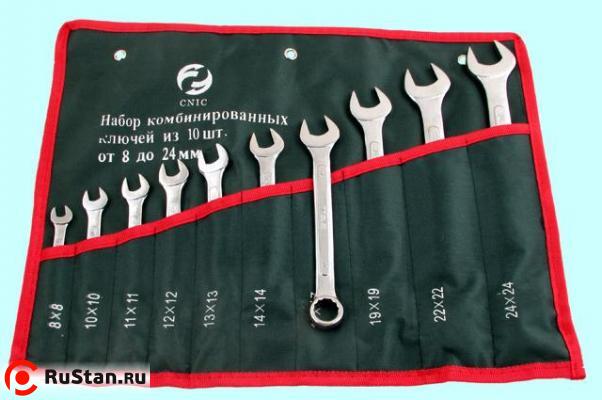 Набор ключей Комбинир. из 10-ти шт. (рожк. и накид.) (8 - 24) (TS-003) в сумке "CNIC" фото №1