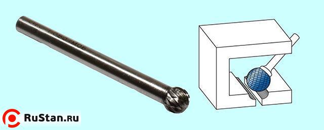 Борфреза сферическая  d 8х 7х6х65 Р6М5 Х-образн. насечка "CNIC" (D08 07М06) фото №1