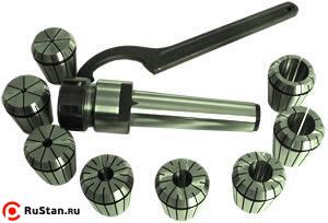 Патрон Цанговый с хвостовиком КМ2 (М8х1.25) с набором цанг ER25 из  7шт (6-16мм) "CNIC" фото №1