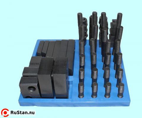 Набор клиновых ступенчатых прижимов из 58-ми предм., паз19,7мм М18х2,5 на пласт. подст. (YT-0210) "CNIC" фото №1