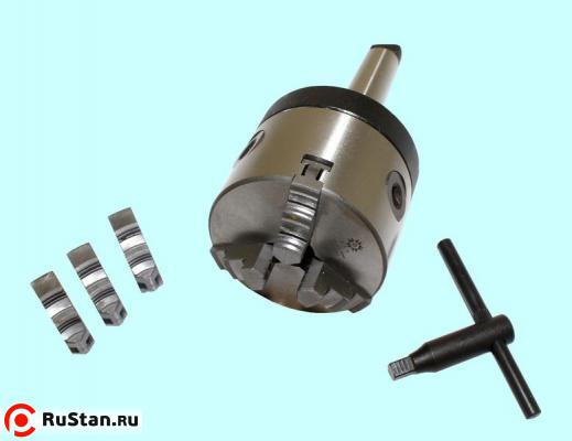 Патрон токарный d 80 мм 3-х кулачковый с хвостовиком КМ1 с лапкой, кулачки К11 "TLX" фото №1 Патрон токарный d 80 мм 3-х кулачковый с хвостовиком КМ1 с лапкой, кулачки К11 "TLX" фото №1