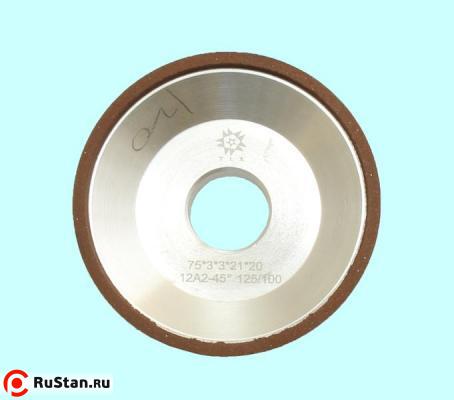 Круг алмазный 12А2-45град.(чашечный конический)  75х3х3х21х20 SSD-2(АС4) 125/100, 100% В2-01 9,0 карат "TLX" фото №1