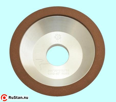 Круг алмазный 12А2-45град.(чашечный конический) 200х20х5х52х51 SSD-2(АС4)  80/63, 100% В2-01 249,0 карат "TLX" фото №1